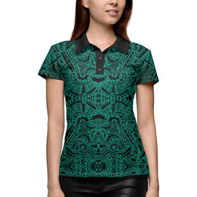 Женская рубашка поло 3D с принтом Ацтекские формы в Екатеринбурге,  |  | 