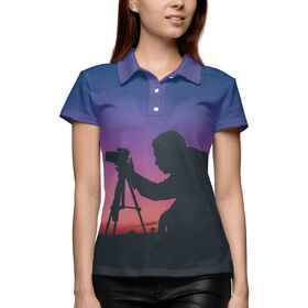 Женская рубашка поло 3D с принтом Фотограф на закате в Белгороде,  |  | 