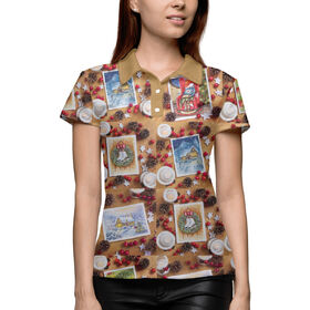 Женская рубашка поло 3D с принтом Рождественские открытки в Санкт-Петербурге,  |  | 