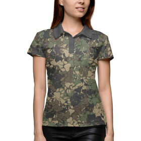 Женская рубашка поло 3D с принтом Камуфляж с волчьими следами в Курске,  |  | 