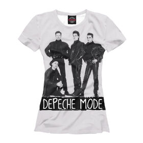 Женская футболка 3D с принтом Depeche Mode в Рязани, Выбор из трех типов ткани | <ul> <li>Обычная ткань — интерлок, спортивный трикотаж. Плотность 140 г/м.кв. Состав: 100% полиэстер</li> <li>Премиум ткань — джерси, мягкий трикотаж. Плотность 180 г/м.кв. Состав: 97% полиэстер, 3% эластан</li> <li>Люкс ткань — кулирка, наиболее плотная и долговечня ткань. Плотность 210 г/м.кв. Состав: 97% полиэстер, 3% эластан</li> </ul> | 