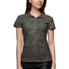 Женская рубашка поло 3D с принтом Камуфляж с рыбьими скелетами в Тюмени,  |  | 