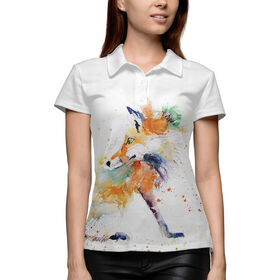Женская рубашка поло 3D с принтом Лиса в Тюмени,  |  | 
