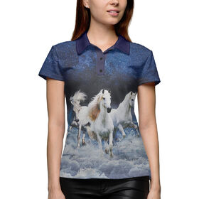 Женская рубашка поло 3D с принтом Лошади в Тюмени,  |  | 