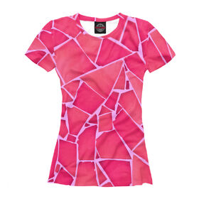Женская футболка 3D с принтом Pink Mirror в Екатеринбурге, Выбор из трех типов ткани | <ul> <li>Обычная ткань — интерлок, спортивный трикотаж. Плотность 140 г/м.кв. Состав: 100% полиэстер</li> <li>Премиум ткань — джерси, мягкий трикотаж. Плотность 180 г/м.кв. Состав: 97% полиэстер, 3% эластан</li> <li>Люкс ткань — кулирка, наиболее плотная и долговечня ткань. Плотность 210 г/м.кв. Состав: 97% полиэстер, 3% эластан</li> </ul> | 