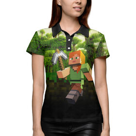 Женская рубашка поло 3D с принтом Майнкрафт в Тюмени,  |  | Тематика изображения на принте: 