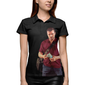 Женская рубашка поло 3D с принтом GTA 5 Майкл в Тюмени,  |  | 