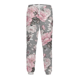 Мужские спортивные штаны с принтом Розовые розы в Курске,  |  | Тематика изображения на принте: 