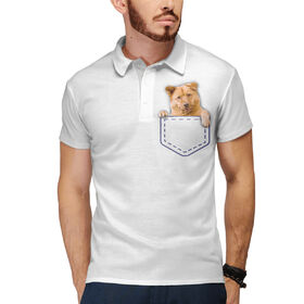 Мужское поло 3D с принтом Собака в кармане ,  |  | Тематика изображения на принте: 