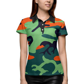 Женская рубашка поло 3D с принтом Камуфляж хаки ,  |  | 