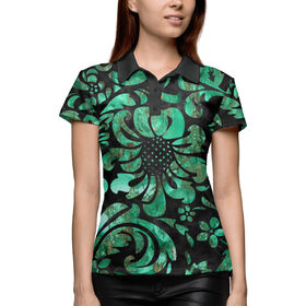 Женская рубашка поло 3D с принтом Dark green в Тюмени,  |  | Тематика изображения на принте: 