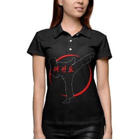 Женская рубашка поло 3D с принтом Taekwondo Vektor Black в Тюмени,  |  | 