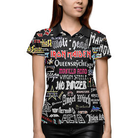 Женская рубашка поло 3D с принтом Iron Maiden в Курске,  |  | 