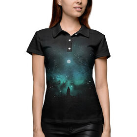 Женская рубашка поло 3D с принтом Взгляд на звезды ,  |  | 