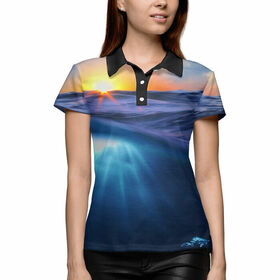 Женская рубашка поло 3D с принтом Волна ,  |  | 