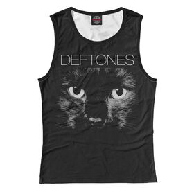 Женская майка 3D с принтом Deftones в Курске, Джерси, плотность ткани 175 гр/кв.м.; Состав: 100% полиэстер | Джерси 180 гр./кв.м - один из самых востребованных видов трикотажной ткани. Известность материалу принесла именитая француженка Коко Шанель и в 1916 году представила парижскому модному обществу свою новую коллекцию. Изделия из данной ткани плотнее, более мягкие, легкие, практически не чувствуются на теле. Вещи из нее можно смело брать с собой в поездки, в которых вы не планируете тратить время на глажку одежды. Цвет не померкнет спустя множество стирок. | 