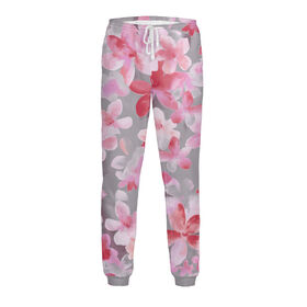 Мужские спортивные штаны с принтом Розовые цветы в Кировске,  |  | 