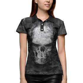 Женская рубашка поло 3D с принтом Череп в Тюмени,  |  | 