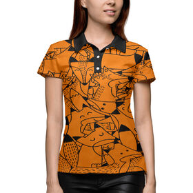 Женская рубашка поло 3D с принтом Лисички Pattern в Кировске,  |  | 