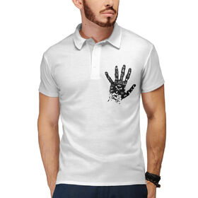 Мужская рубашка поло 3D с принтом Placebo hand black в Новосибирске,  |  | Тематика изображения на принте: 
