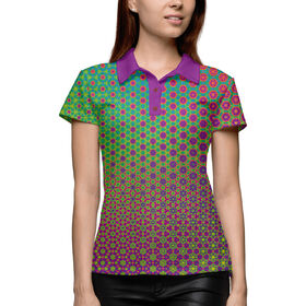 Женская рубашка поло 3D с принтом Психоделический узор в Екатеринбурге,  |  | 