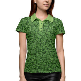 Женская рубашка поло 3D с принтом Зеленые микробы в Санкт-Петербурге,  |  | 