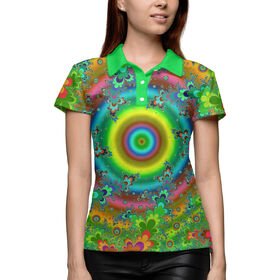 Женская рубашка поло 3D с принтом Acid illusions в Екатеринбурге,  |  | Тематика изображения на принте: 