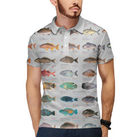 Мужская рубашка поло 3D с принтом рыбы на удочку ,  |  | Тематика изображения на принте: 