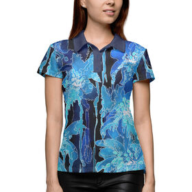 Женская рубашка поло 3D с принтом синяя инверсия в Тюмени,  |  | 