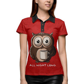 Женская рубашка поло 3D с принтом Ночная сова в Тюмени,  |  | 