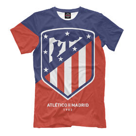 Мужская футболка 3D с принтом Atletico Madrid New Emblem , Выбор из 3-х типов ткани | <ul>
<li>Обычная ткань — интерлок, спортивный трикотаж. Плотность 140 г/м.кв. Состав: 100% полиэстер</li>
<li>Премиум ткань — джерси, мягкий трикотаж. Плотность 180 г/м.кв. Состав: 97% полиэстер, 3% эластан</li>
<li>Люкс ткань — кулирка, наиболее плотная и долговечня ткань. Плотность 210 г/м.кв. Состав: 97% полиэстер, 3% эластан</li>
</ul> | 