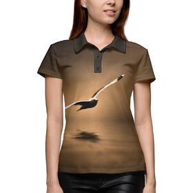 Женская рубашка поло 3D с принтом Чайка в Екатеринбурге,  |  | 