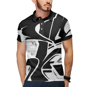 Мужская рубашка поло 3D с принтом Чёрно-белое граффити ,  |  | 