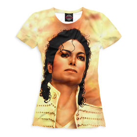 Женская футболка 3D с принтом Michael Jackson в Санкт-Петербурге, Выбор из трех типов ткани | <ul> <li>Обычная ткань — интерлок, спортивный трикотаж. Плотность 140 г/м.кв. Состав: 100% полиэстер</li> <li>Премиум ткань — джерси, мягкий трикотаж. Плотность 180 г/м.кв. Состав: 97% полиэстер, 3% эластан</li> <li>Люкс ткань — кулирка, наиболее плотная и долговечня ткань. Плотность 210 г/м.кв. Состав: 97% полиэстер, 3% эластан</li> </ul> | 
