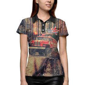 Женская рубашка поло 3D с принтом Урал 4320 в Кировске,  |  | Тематика изображения на принте: 