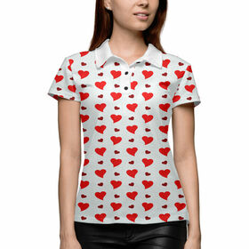 Женская рубашка поло 3D с принтом Сердечки в Кировске,  |  | 