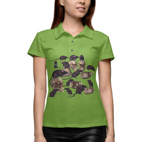 Женская рубашка поло 3D с принтом Крысы и черепа в Тюмени,  |  | 