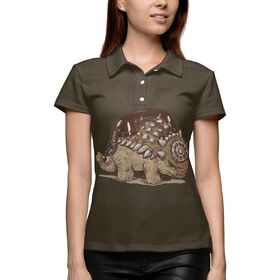 Женская рубашка поло 3D с принтом Вымершие виды в Санкт-Петербурге,  |  | 