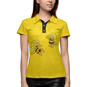 Женская рубашка поло 3D с принтом Пчелка Майя в Новосибирске,  |  | 