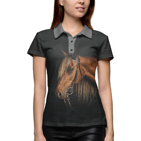 Женская рубашка поло 3D с принтом Лошади в Курске,  |  | 