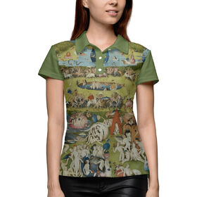 Женская рубашка поло 3D с принтом Иероним Босх. Сад земных наслаждений в Санкт-Петербурге,  |  | Тематика изображения на принте: 
