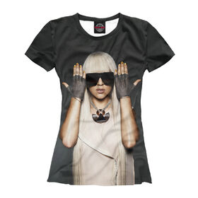 Женская футболка 3D с принтом Lady Gaga , Выбор из трех типов ткани | <ul> <li>Обычная ткань — интерлок, спортивный трикотаж. Плотность 140 г/м.кв. Состав: 100% полиэстер</li> <li>Премиум ткань — джерси, мягкий трикотаж. Плотность 180 г/м.кв. Состав: 97% полиэстер, 3% эластан</li> <li>Люкс ткань — кулирка, наиболее плотная и долговечня ткань. Плотность 210 г/м.кв. Состав: 97% полиэстер, 3% эластан</li> </ul> | 