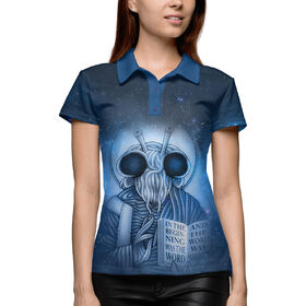 Женская рубашка поло 3D с принтом Летающий макаронный монстр ,  |  | Тематика изображения на принте: 
