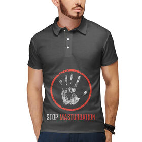 Мужское поло 3D с принтом Stop Masturbation в Тюмени,  |  | Тематика изображения на принте: 