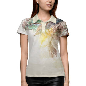 Женская рубашка поло 3D с принтом Shiny Feathers в Петрозаводске,  |  | 