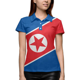 Женская рубашка поло 3D с принтом Северная Корея в Екатеринбурге,  |  | 