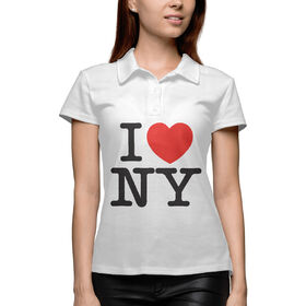 Женская рубашка поло 3D с принтом I Love New York в Екатеринбурге,  |  | Тематика изображения на принте: 