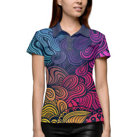 Женская рубашка поло 3D с принтом Psychedelic Rainbow в Екатеринбурге,  |  | 