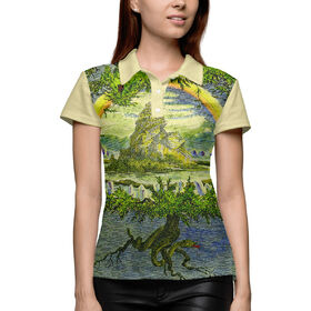 Женская рубашка поло 3D с принтом Мировое Древо Иггдрасиль в Петрозаводске,  |  | 