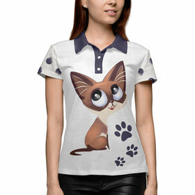 Женская рубашка поло 3D с принтом Котик ,  |  | 